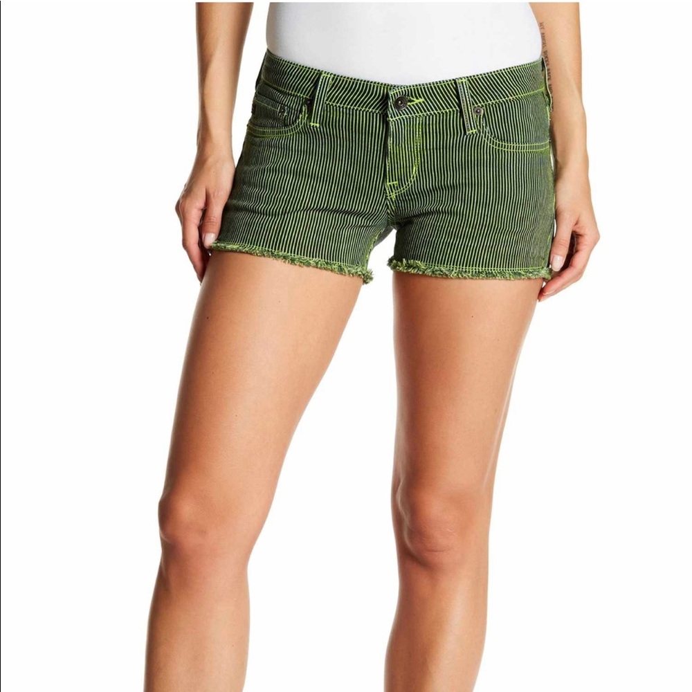 Big Star - Remy Low Rise Shorts neon yellow stripe
